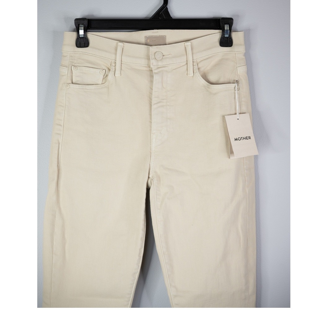 Mother The Weekender Fray Jeans Womens 26 Cream New Flare Raw Hem Play Date - Picture 4 of 9